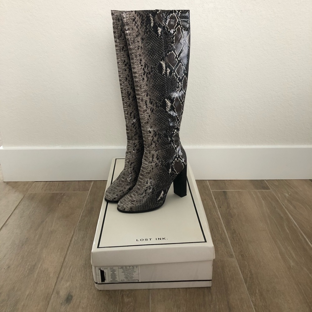 ASOS Lost Ink snake boot